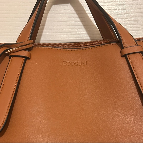ECOSUSI Tote Bag Convertible Brown Vegan Leather Backpack/Shoulder/Handbag. - Picture 3 of 15